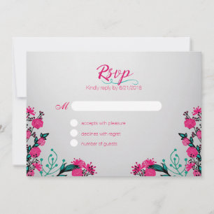 Fuchsia och turkos bröllop RSVP Inbjudningar