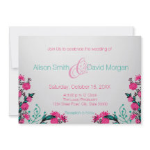 Fuchsia- och Turquise Wedding-inbjudan