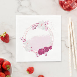 Fuchsia och vit blommigt bröllop pappersservett
