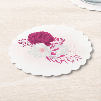 Fuchsia och vit blommigt bröllop underlägg papper