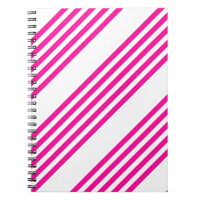Fuchsia och vit fem rand mönster anteckningsbok (Framsidan)