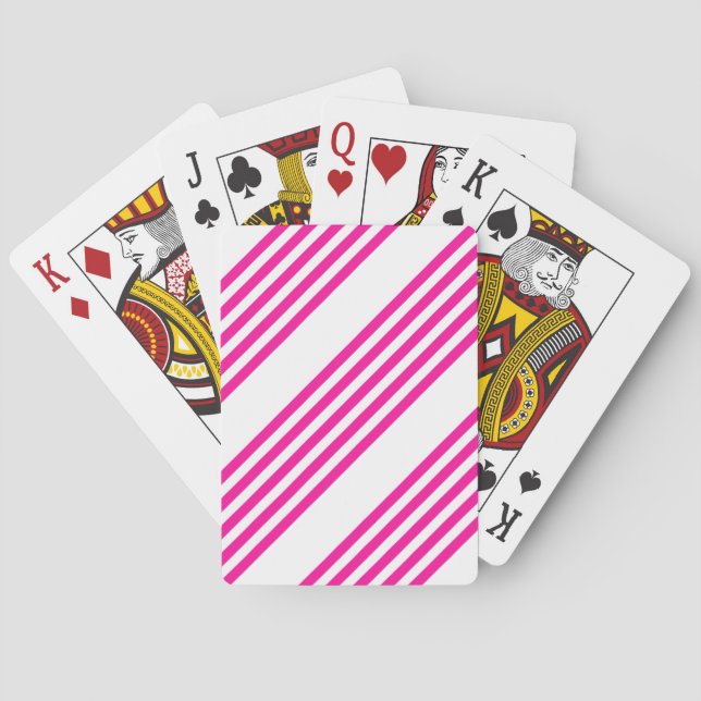 Fuchsia och vit fem rand mönster casinokort (Baksidan)