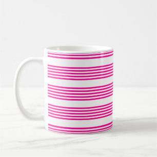 Fuchsia och vit fem rand mönster kaffemugg