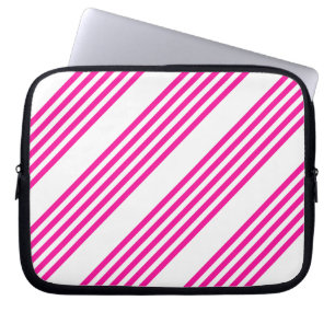 Fuchsia och vit fem rand mönster laptop fodral