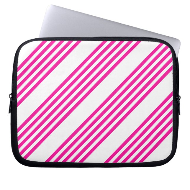 Fuchsia och vit fem rand mönster laptop fodral (Framsidan)