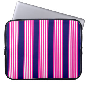 Fuchsia och vit fem rand mönster med blå färg laptop fodral