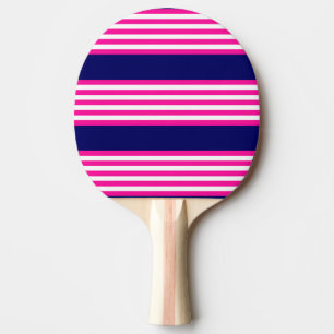 Fuchsia och vit fem rand mönster med blå färg pingisracket