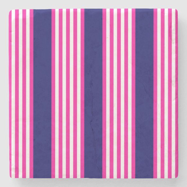 Fuchsia och vit fem rand mönster med blå färg stenunderlägg (Framsidan)
