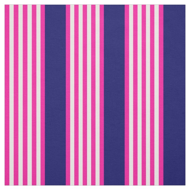 Fuchsia och vit fem rand mönster med blå färg tyg (Provkarta)
