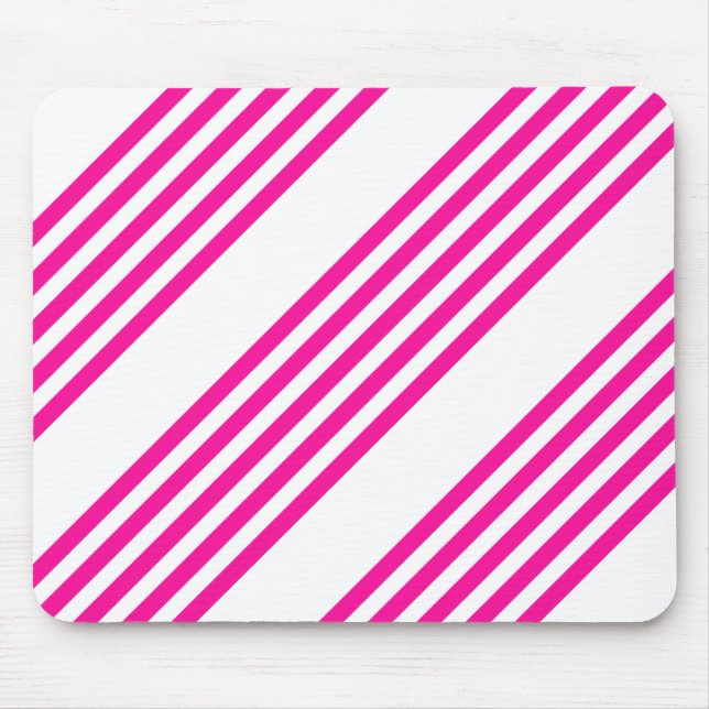 Fuchsia och vit fem rand mönster musmatta (Framsidan)
