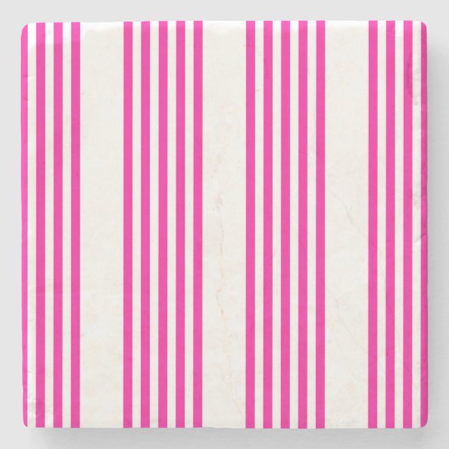 Fuchsia och vit fem rand mönster stenunderlägg (Framsidan)