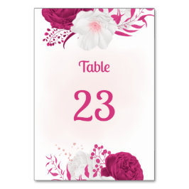 Fuchsia och vita blommor botaniska bordsnummer