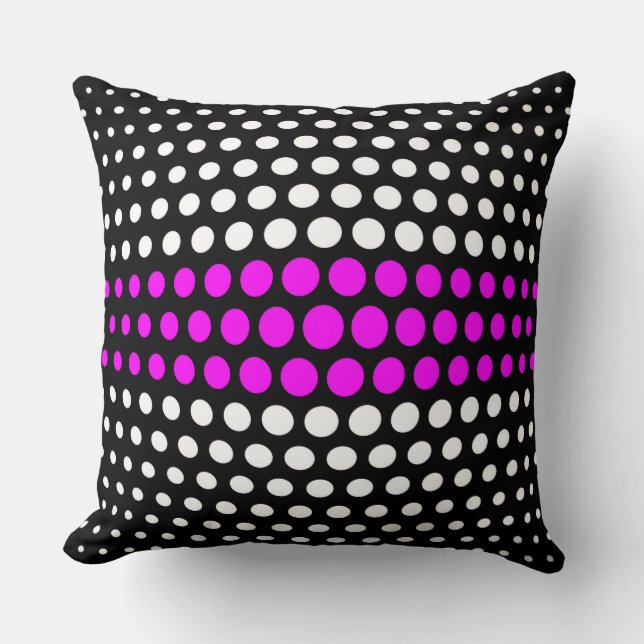 Fuchsia och White Polka dots Mönster Kudde (Framsida)