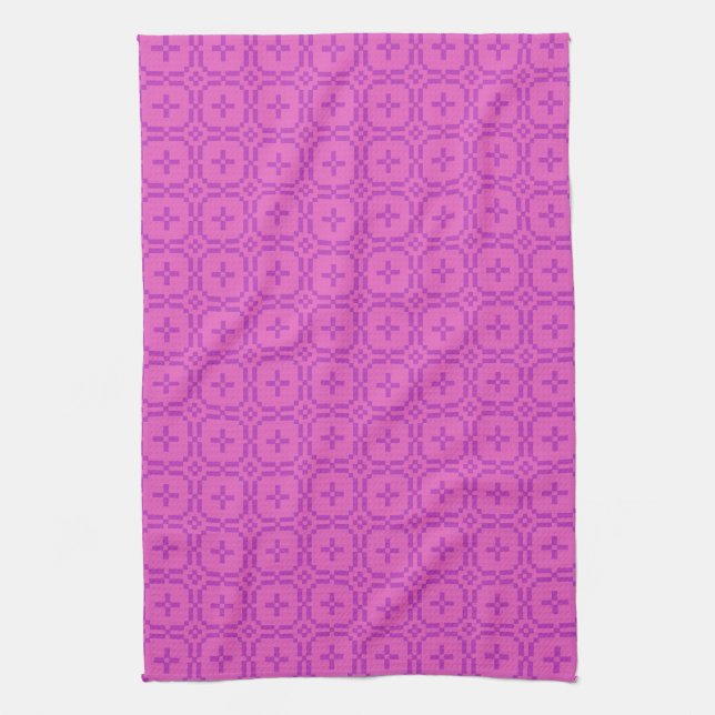 Fuchsia om Rosa Faux Welsh Tapestry Mönster Kökshandduk (Vertikal)