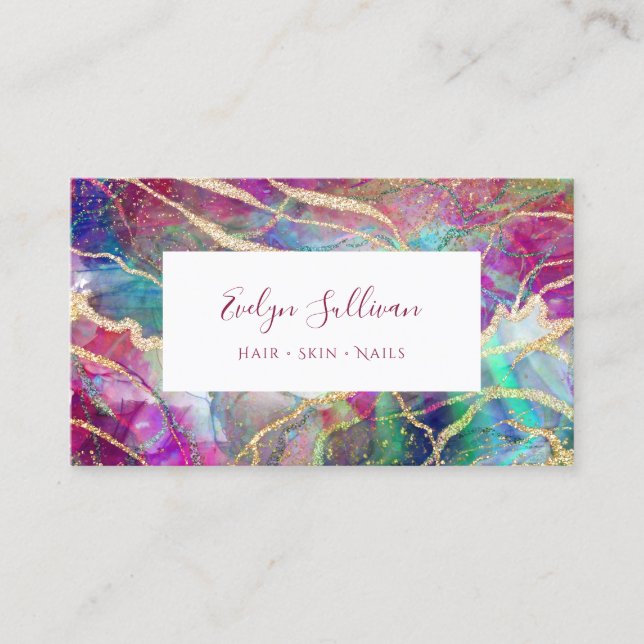 Fuchsia opal-affärskort visitkort (Framsida)