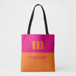 Fuchsia & orange anpassad initial namn modern tygkasse