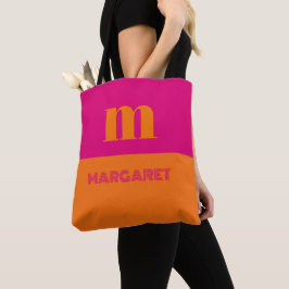 Fuchsia & orange anpassad initial namn modern tygkasse