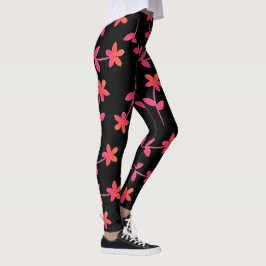 Fuchsia orangesvartblommigt 4Cindy Leggings
