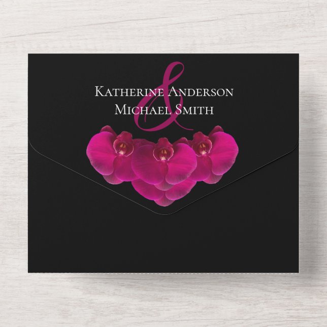 Fuchsia Orchid Bröllop-QR-kod- (Baksida)