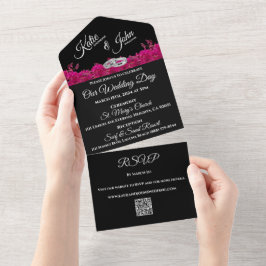 Fuchsia Orchids on Black-Bröllop-QR code OSA-