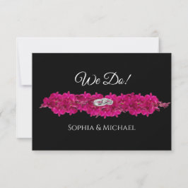 Fuchsia Orchids on Black-we Do-Bröllop Ringar- OSA Kort