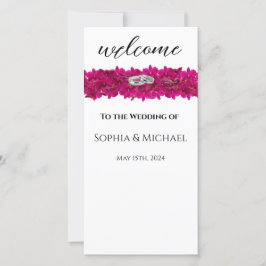 Fuchsia Orchids on White-Bröllop Ringar-Program-