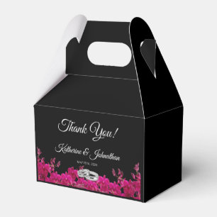 Fuchsia Orchids på Black-Bröllop Tack- Presentaskar