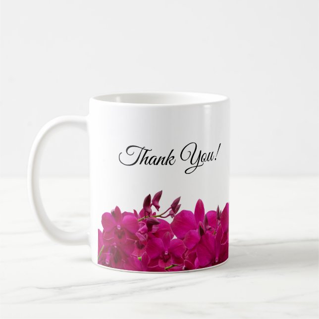 Fuchsia Orchids på Vita- Bridesmaid-gåvor- Kaffemugg (Vänster)