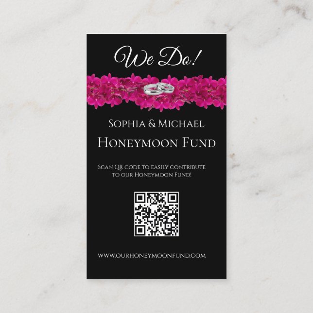 Fuchsia Orchids- We Do-Bröllop Ringar-Registry- Visitkort (Baksida)