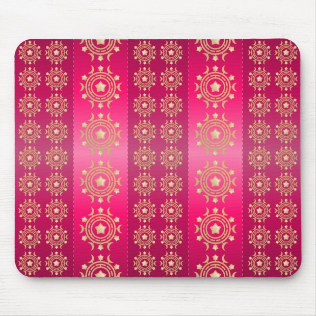 Fuchsia Oriental Mandala Mönster Musmatta (Framsidan)