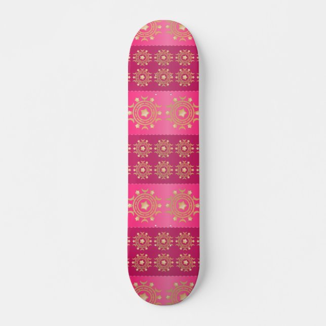 Fuchsia Oriental Mandala Mönster Skateboard Bräda 21,5 Cm (Framsida)