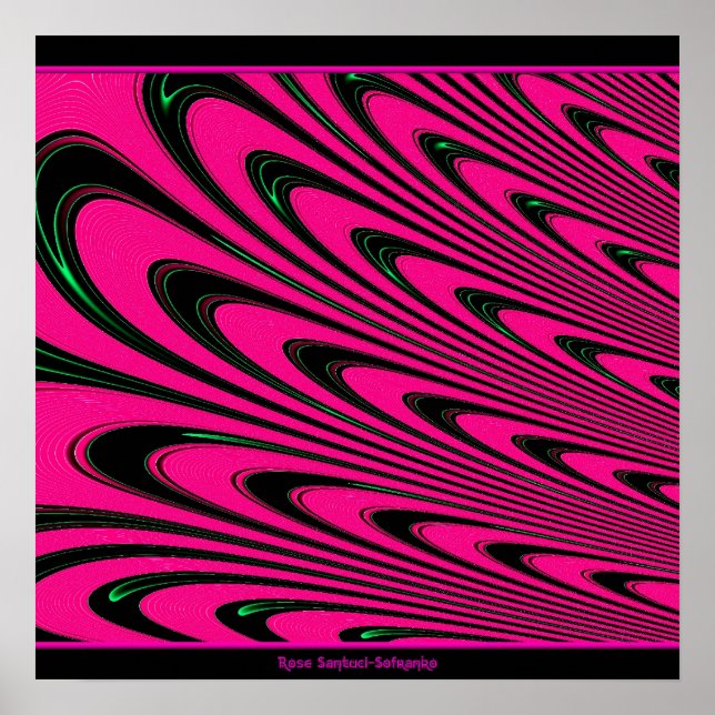 Fuchsia Peacock Feathers Fractal Poster (Framsidan)