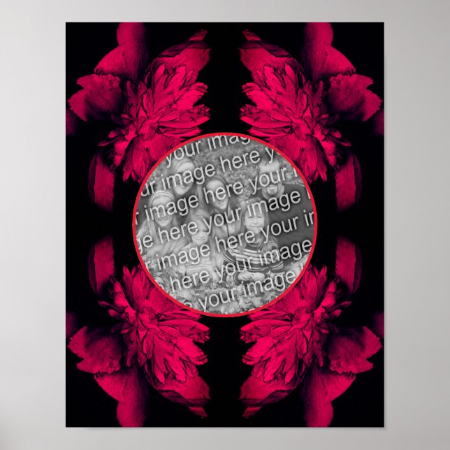 Fuchsia Peony Blommigt Ram Skapar ditt eget foto Poster (Framsidan)