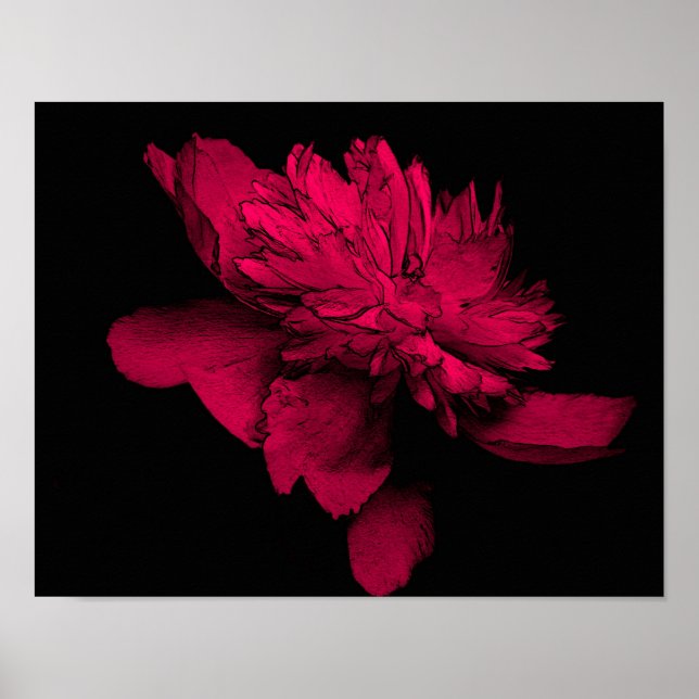 Fuchsia Peony Flower Abstrakt Blommigt Art Poster (Framsidan)