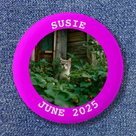 Fuchsia Personlig Rund Inramad Fotografi Knapp
