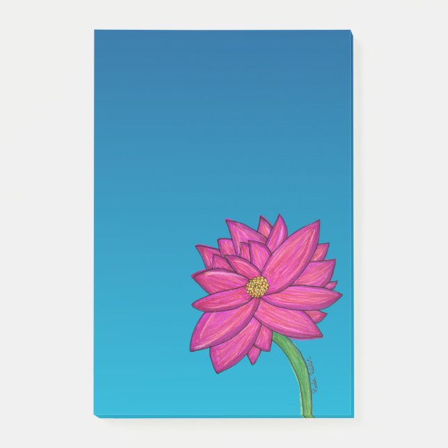 Fuchsia Pink Flower Vertical Notes Post-it Block (Framsida)