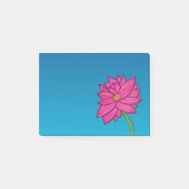 Fuchsia Pink Flower Wide Notes Post-it Block (Framsida)