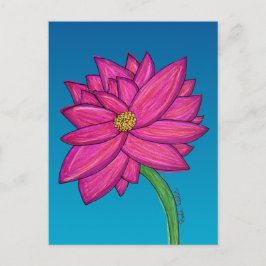 Fuchsia Pink Flower with blue background Vykort