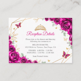 Fuchsia Pink Gold Floral Quinceanera  Details Tilläggskort