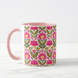 Fuchsia Pink Mexican Flowers BOHO Chic Floral Mugg