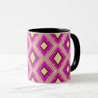 Fuchsia Pink Yellow Diamond Pattern  Mugg