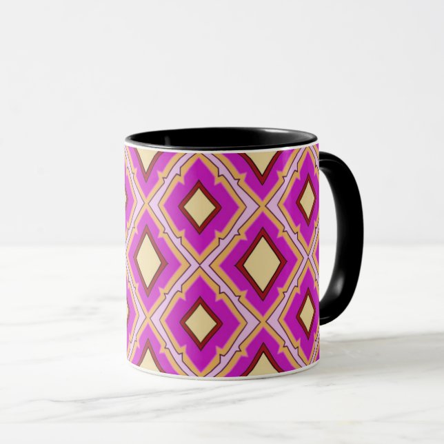 Fuchsia Pink Yellow Diamond Pattern  Mugg (Framsida höger)