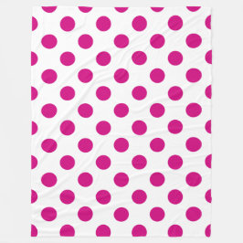Fuchsia polka dots fleecefilt