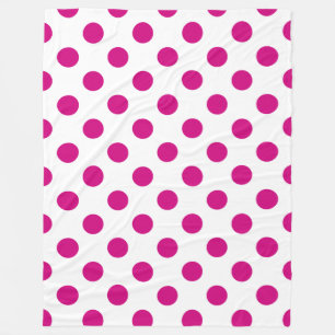 Fuchsia polka dots fleecefilt