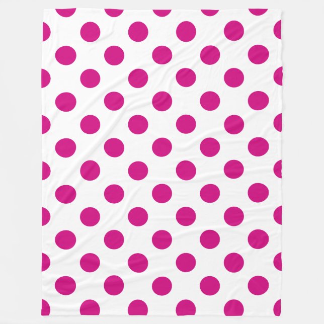 Fuchsia polka dots fleecefilt (Framsidan)