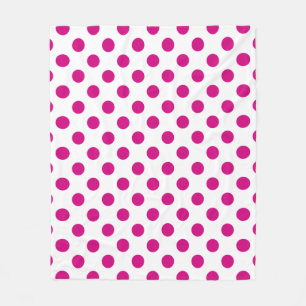 Fuchsia polka dots fleecefilt