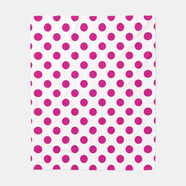 Fuchsia polka dots fleecefilt (Framsidan)