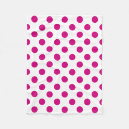 Fuchsia polka dots fleecefilt