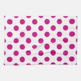 Fuchsia polka dots kökshandduk