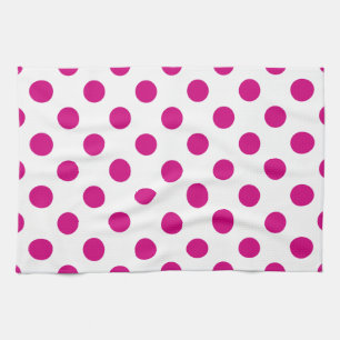 Fuchsia polka dots kökshandduk